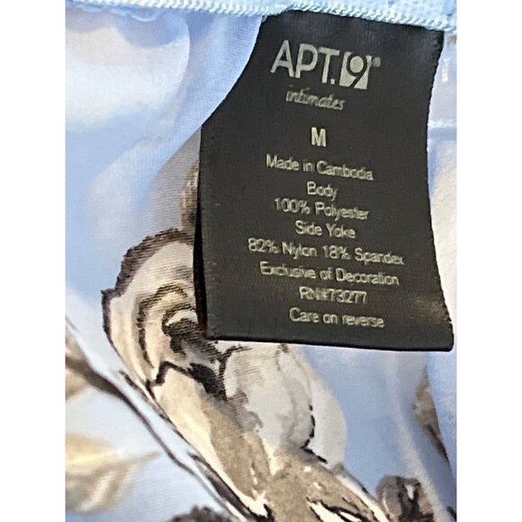Apt 9 Nightgown Womens Medium Babydoll Chemise Blue Floral Sheer Lace Trim Sleep - Picture 11 of 11